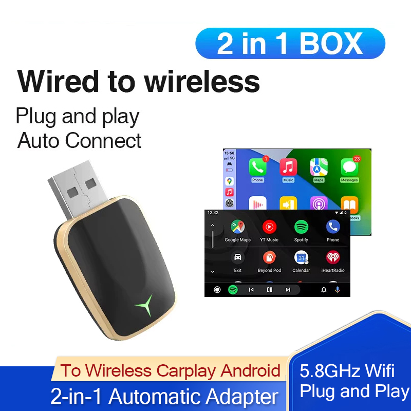 Wifi Smart Plug - Verkabelt mit Wireless Carplay Android 2-in-1-Automatikadapter