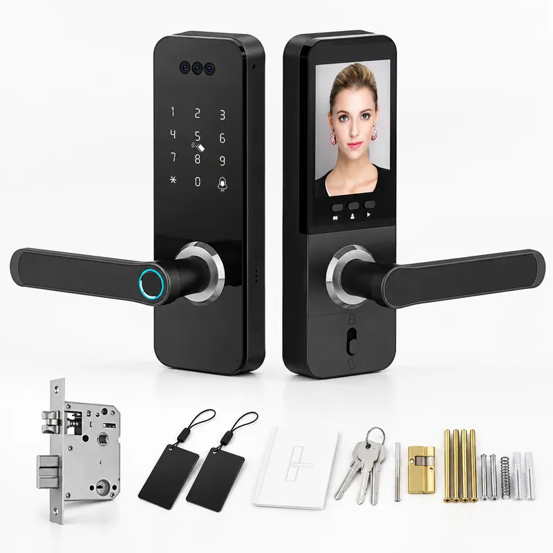 Smart Door Lock Wifi - Haushalts-Gesichtserkennungsschloss mit Katzenaugen-Funktion, Passwort, Elektronisch, Smart,